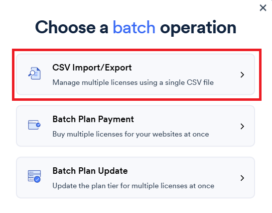 Screenshot of CSV import/export